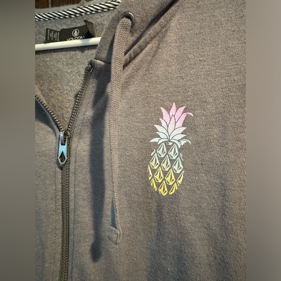 Volcom Women’s Aloah Hawaii Full Zip Hoodie Sweatshirt Grey -size M(6) - Picture 3 of 6